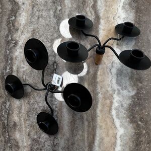 NWT- Set Of 2 Black Metal Wine Bottle Topper Candle Holders/ Candelabra, 4 Arms